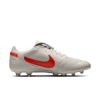 Nike Premier III Gras Football Boots (FG) Light Grey Bright Red