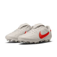 Nike Premier III Gras Football Boots (FG) Light Grey Bright Red
