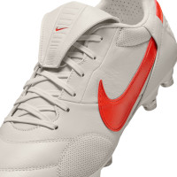 Nike Premier III Gras Football Boots (FG) Light Grey Bright Red