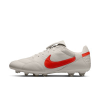 Nike Premier III Gras Football Boots (FG) Light Grey Bright Red