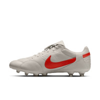 Nike Premier III Gras Football Boots (FG) Light Grey Bright Red