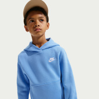 Nike Club Fleece Sportswear Hoodie Kids Blauw Wit