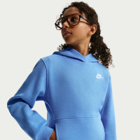 Nike Club Fleece Sportswear Hoodie Kids Blauw Wit