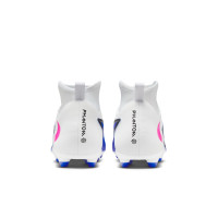 Nike Phantom 6 Club High Gras / Kunstgras Voetbalschoenen (MG) Blauw Wit Felroze
