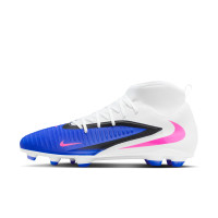 Nike Phantom 6 Club High Gras / Kunstgras Voetbalschoenen (MG) Blauw Wit Felroze