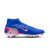Nike Zoom Mercurial Academy Superfly 10 Gras / Kunstgras Voetbalschoenen (MG) Blauw Wit Felroze