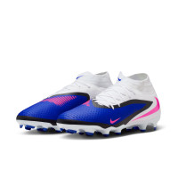 Nike Phantom 6 Academy High Gras / Kunstgras Voetbalschoenen (MG) Blauw Wit Felroze