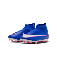 Nike Zoom Mercurial Academy Superfly 10 Gras / Kunstgras Voetbalschoenen (MG) Kids Blauw Wit Felroze