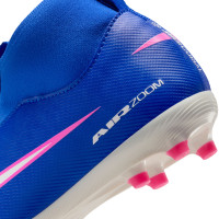 Nike Zoom Mercurial Academy Superfly 10 Gras / Kunstgras Voetbalschoenen (MG) Kids Blauw Wit Felroze
