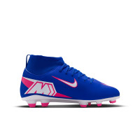 Nike Mercurial Club Superfly 10 Grass/Artificial Grass Football Boots (MG) Kids Blue White Hot Pink