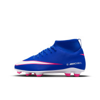 Nike Mercurial Club Superfly 10 Grass/Artificial Grass Football Boots (MG) Kids Blue White Hot Pink