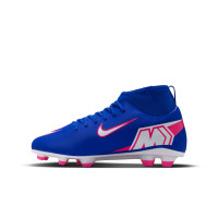 Nike Mercurial Club Superfly 10 Grass/Artificial Grass Football Boots (MG) Kids Blue White Hot Pink