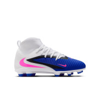 Nike Phantom 6 Club High Gras / Kunstgras Voetbalschoenen (MG) Kids Blauw Wit Felroze