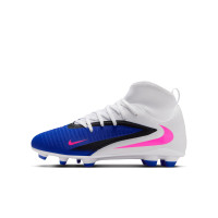 Nike Phantom 6 Club High Gras / Kunstgras Voetbalschoenen (MG) Kids Blauw Wit Felroze