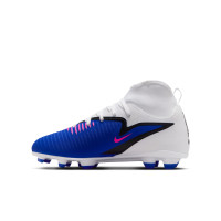 Nike Phantom 6 Club High Gras / Kunstgras Voetbalschoenen (MG) Kids Blauw Wit Felroze