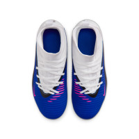 Nike Phantom 6 Club High Gras / Kunstgras Voetbalschoenen (MG) Kids Blauw Wit Felroze
