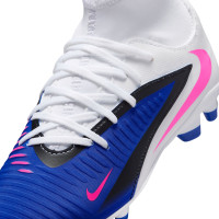 Nike Phantom 6 Club High Gras / Kunstgras Voetbalschoenen (MG) Kids Blauw Wit Felroze