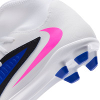 Nike Phantom 6 Club High Gras / Kunstgras Voetbalschoenen (MG) Kids Blauw Wit Felroze