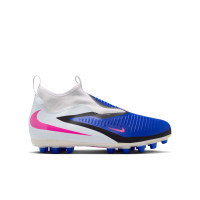 Nike Phantom 6 Academy High Gras / Kunstgras Voetbalschoenen (MG) Kids Blauw Wit Felroze