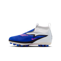 Nike Phantom 6 Academy High Gras / Kunstgras Voetbalschoenen (MG) Kids Blauw Wit Felroze