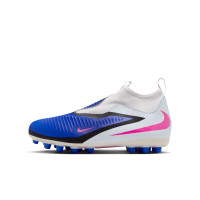 Nike Phantom 6 Academy High Gras / Kunstgras Voetbalschoenen (MG) Kids Blauw Wit Felroze