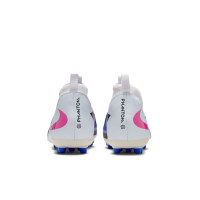 Nike Phantom 6 Academy High Gras / Kunstgras Voetbalschoenen (MG) Kids Blauw Wit Felroze