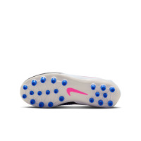 Nike Phantom 6 Academy High Gras / Kunstgras Voetbalschoenen (MG) Kids Blauw Wit Felroze