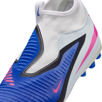 Nike Phantom 6 Academy High Gras / Kunstgras Voetbalschoenen (MG) Kids Blauw Wit Felroze