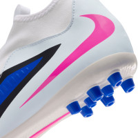 Nike Phantom 6 Academy High Gras / Kunstgras Voetbalschoenen (MG) Kids Blauw Wit Felroze