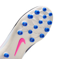 Nike Phantom 6 Academy High Gras / Kunstgras Voetbalschoenen (MG) Kids Blauw Wit Felroze