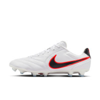 Nike Tiempo Pro Ligera Gras Voetbalschoenen (FG) Wit Zwart Felrood
