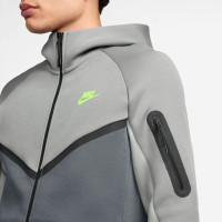 Nike Sportswear Tech Fleece Tracksuit Grey Dark Grey Bright Green