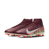 Nike Zoom Mercurial Academy Superfly 10 Gras / Kunstgras Voetbalschoenen (MG) Bordeauxrood Zilver Oranje