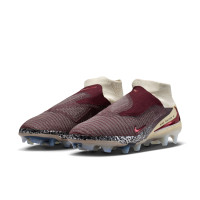 Nike Phantom 6 Elite High Gras Football Boots (FG) Off White Burgundy Red