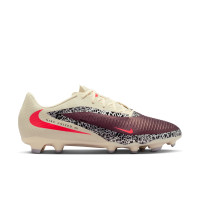 Nike Phantom 6 Academy Low Gras / Kunstgras Voetbalschoenen (MG) Gebroken Wit Bordeauxrood Rood