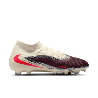 Nike Phantom 6 High Academy Gras / Kunstgras Voetbalschoenen (MG) Gebroken Wit Bordeauxrood Rood
