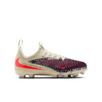 Nike Phantom 6 Academy Low Gras / Kunstgras Voetbalschoenen (MG) Kids Gebroken Wit Bordeauxrood Rood