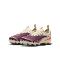 Nike Phantom 6 Academy Low Gras / Kunstgras Voetbalschoenen (MG) Kids Gebroken Wit Bordeauxrood Rood