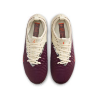 Nike Phantom 6 Academy Low Gras / Kunstgras Voetbalschoenen (MG) Kids Gebroken Wit Bordeauxrood Rood