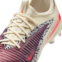 Nike Phantom 6 Academy Low Gras / Kunstgras Voetbalschoenen (MG) Kids Gebroken Wit Bordeauxrood Rood