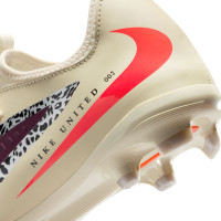 Nike Phantom 6 Academy Low Gras / Kunstgras Voetbalschoenen (MG) Kids Gebroken Wit Bordeauxrood Rood