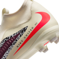 Nike Phantom 6 Academy High Grass/Artificial Grass Football Boots (MG) Kids Off White Burgundy Red