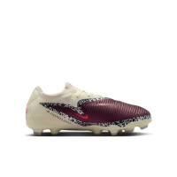 Nike Phantom 6 Pro Low Gras / Kunstgras Voetbalschoenen (MG) Kids Gebroken Wit Bordeauxrood Rood
