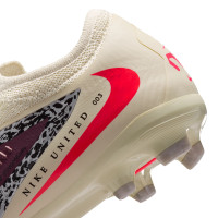Nike Phantom 6 Pro Low Gras / Kunstgras Voetbalschoenen (MG) Kids Gebroken Wit Bordeauxrood Rood