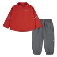 Nike Trainingspak Miler 1/4-Zip Kleuters Rood Donkergrijs Zilver