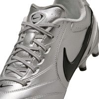 Nike Tiempo Pro Ligera Gras Voetbalschoenen (FG) Metallic Zilver Zwart