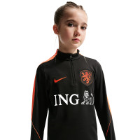Nike Nederlands Elftal Strike Trainingstrui 1/4-Zip 2026-2028 Kids Zwart Feloranje