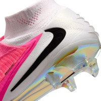 Nike Phantom 6 High Elite (FG) Gras Voetbalschoenen Wit Felroze Zwart