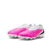 Nike Phantom 6 Pro Low  (MG) Gras / Kunstgras Voetbalschoenen Kids Wit Felroze Zwart