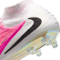 Nike Phantom 6 High Elite (AG) Kunstgras Voetbalschoenen Wit Felroze Zwart